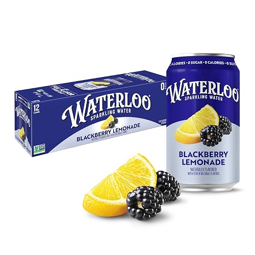 Waterloo Sparkling Water, Blackberry Lemonade, 12 Fl Oz Cans (Pack of 12) | Naturally Flavored, Zero Calories and Zero Sugar or Sweeteners