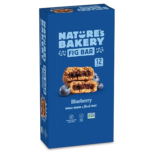 Nature’s Bakery Whole Wheat Fig Bars, Blueberry, Real Fruit, Vegan, Non-GMO, Snack bar, Twin packs- 12 count