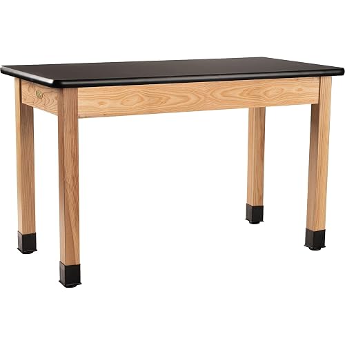 NPS 24x60 Modern Solid Ash Wood Science Lab Table with HPL Top in Black