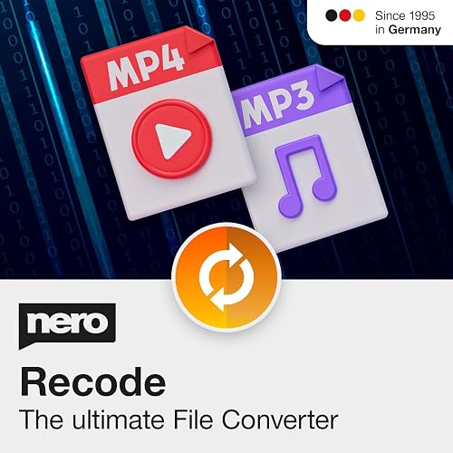 Nero Recode | MP3 & MP4 Converter Software | Audio & Video Converter | DVD Ripping, MP3, WAV, FLAC, MP4, AVI, MOV | Lifetime License | 1 PC | Windows 11 / 10