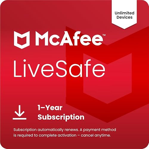 McAfee LiveSafe Unlimited-Devices | AntiVirus Software 2026 for Windows PC & Mac, AI Scam Detection, VPN, Password Manager, ID Monitoring | 1-Year Subscription with Auto-Renewal | Download