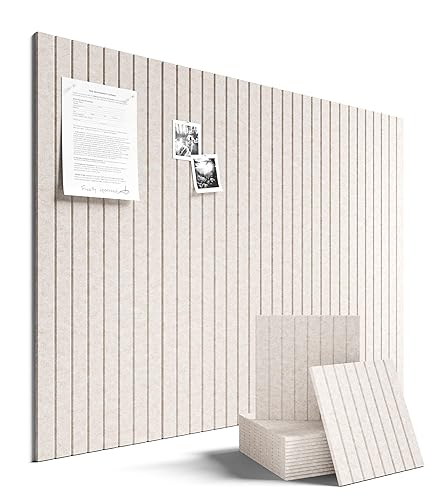 Fluxynara Felt Bulletin Board & Cork Board Alternative 48'' x 36'' | 12 Pack Cork Board Alternative with Safe Adhesive Tabs, Pin Boards for Wall Decor, Home, Office, Classroom,Dorm, Oatmeal