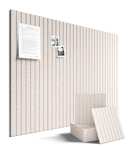 Fluxynara Felt Bulletin Board & Cork Board Alternative 48'' x 36'' | 12-Pack Felt Pin Boards, Vision Board with Adhesive Tabs for Home, Office, Classroom & Dorm, Oatmeal