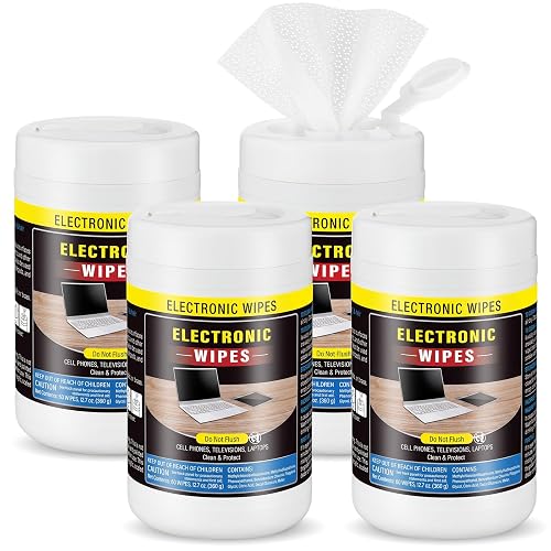 Threlaco 4 Pack 240 Count Electronic Screen Cleaning Wipes,Standard Style | Screen Cleaner Wipes, Computer, Laptop, Monitor, Lens, Phone, TV Screens and Keyboard Cleaning