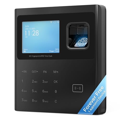 ANVIZ W1 Pro Fingerprint Time Clocks for Employees Small Business, Black | Forever free Cloud Software for 1 admin and 1 device, Biometric Clock in and Out Attendance Machine