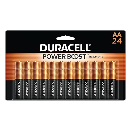 Duracell Coppertop AA Batteries, 24 Count, 12-Year Shelf Life, Long-lasting | AA Batteries with Power Boost Ingredients, Long-lasting Alkaline Double AA Battery for Household and Office Devices