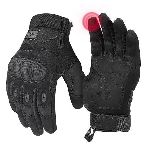 KEMIMOTO Tactical Gloves for Men, Touchscreen Motorcycle Gloves with Hard Shell & Palm Padding for Sports Motorcycle Cycling Tactical Airsoft Paintball Hunting Hiking