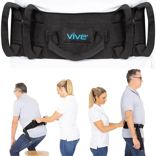 Vive Gait Belt (350lbs) Transfer Belt with Handles - Medical Nursing Safety | Patient Assist - Bariatric, Elderly, Handicap, Physical Therapy - PT Gate Strap Quick Release Metal Buckle, Grabbing Teeth