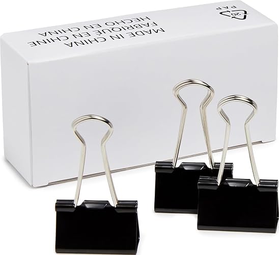 Amazon Basics Sturdy Binder Clips, Office Supplies, Medium 1.25 in, Document Organizing, Black, 96 Count (8 Pack of 12)