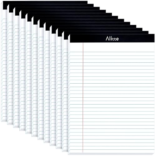 Alitte Legal Notepads 8.5 x 11, Pack of 12 - Perforated Wide Ruled Writing Pad - Premium Thick Paper, No Ink Bleeding - Blank Legal Pads For Home, Office, School, Business - 50 Sheets Per Notebook