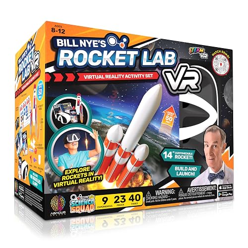 Bill Nye's Science Squad - VR Rocket Lab STEM Activity Kit For Kids 8-12 | Explore Space & Solar System, Build Your Own Rocket & Launch, 9 Immersive Experiences, Educational Toy, 40-Pg Book, Gift 8+