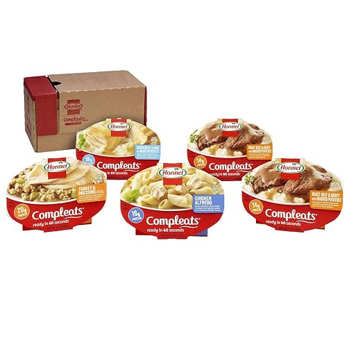 HORMEL COMPLEATS Protein Meals Variety Pack, Microwaveable, 7.5oz x5 | Ready to Eat Meal. Perfect for a Quick Meal. Convenient Prepared Food, Pantry Staple