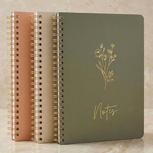 Aesthetic Spiral Notebook Set of 3 For Women - Cute College Ruled Journals | Small 8x6 Journal Notebook with Large Pockets and Lined Pages - Perfect Supplies to Stay Organized at Work or School