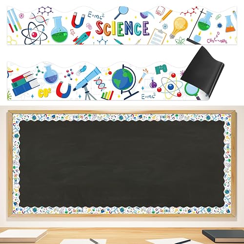 Capoda 24Pcs Magnetic Science Bulletin Board Border Science Classroom Decor | 11.8 x 2 Inch Scientific Lab Borders Black Magnet Decor Trim for Back to School Classroom Scientist Supplies Decoration