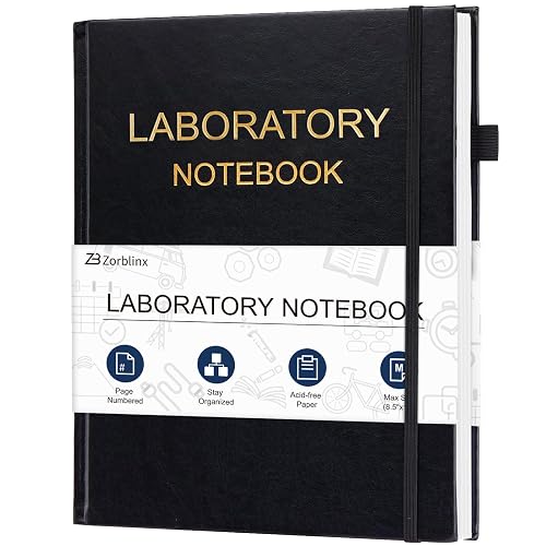 Lab Notebook - Chemistry Laboratory Notebook for Student, 8.5" X 11" | Professional Engineering Paper Notebooks for Work, Grid Notebook Quad Ruled Science Lab Book for Graphing - Black