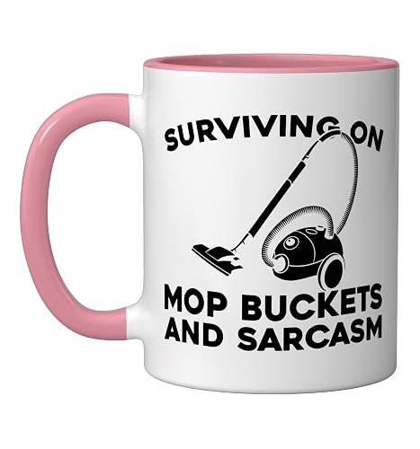 Cleaner Housekeeping Janitorial - Sanitation Cleaner Ceramic Mug, Pink/White