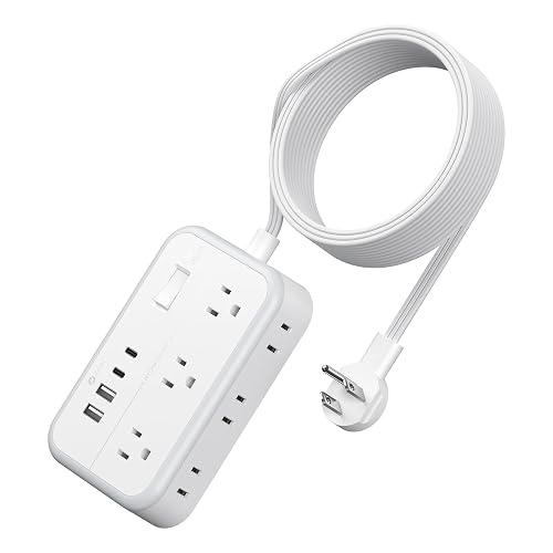 Extension Cord 15 ft, Surge Protector Power Strip with 6 Outlets 4 USB Charger(2 USB C Port), Flat Plug Outlet Extender Long Cord, Protection for Indoor, Home, Office Supplies, Dorm Room Essentials