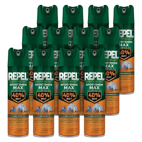 Repel Sportsmen Max Mosquito & Insect Repellent 6.5 Oz, 40% DEET, 12 Pack | Repels Mosquitoes, Ticks, Gnats, Biting Flies, Chiggers & Fleas, Long-Lasting Bug Spray, For Outdoor & Active Families