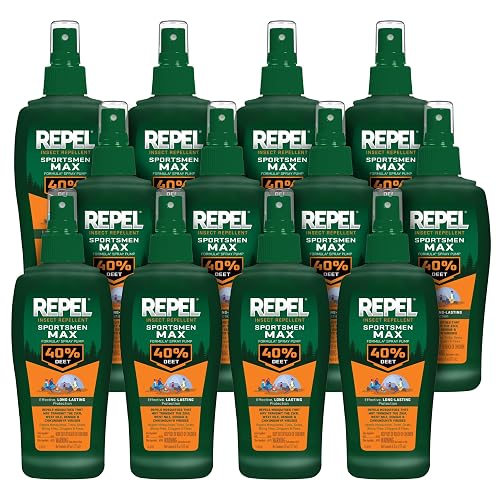 Repel Sportsmen Max Mosquito & Insect Repellent 6 Oz, 40% DEET, 12 Pack | Repels Mosquitoes, Ticks, Gnats, Biting Flies, Chiggers & Fleas, Long-Lasting Bug Spray, For Outdoor & Active Families