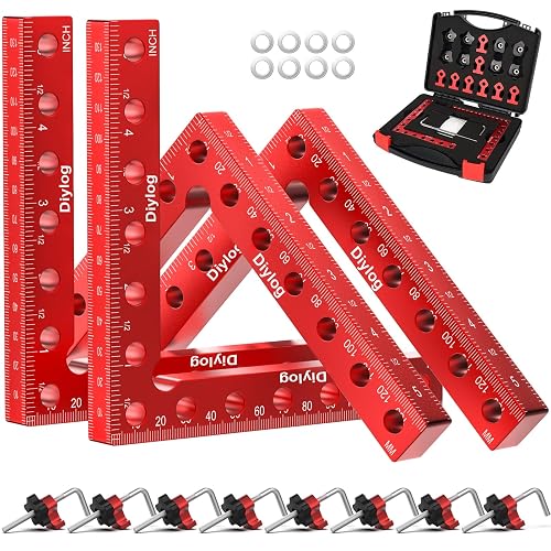 DIYLOG Corner Clamp for Woodworking, 90 Degree Corner Clamp, 4 Pack 5.5"x 5.5" Aluminum Alloy Right Angle Woodworking Tools, Positioning Squares for Picture Frame, Box, Cabinets, Drawers