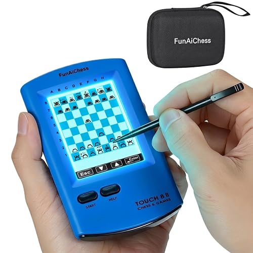 Electronic Chess Computer with Case,Learning Game for Kids & Families | Explore chess with guided play, 8 strategy games, backlit touchscreen, protective case, and fun learning for all ages.