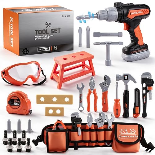 Kids Tool Set Toddlers Tool Kit Kid Toddler Tools Belt 3 4 5 Year Old | Construction Tools Toys for Boys Birthday Gifts Age 3 4 5