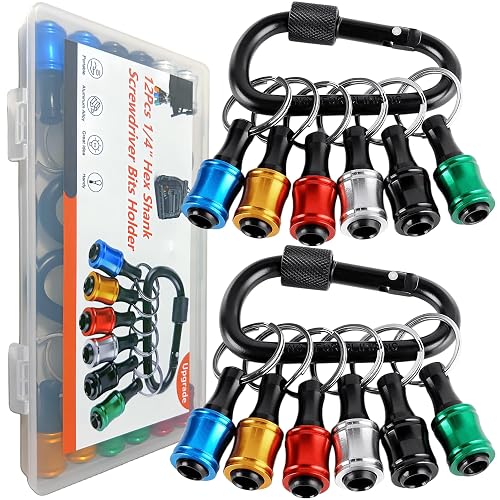 12PCS Bit Holders 1/4 Socket, Hex Shank Screwdriver Bit Holder | Impact Driver Drill Bit Keychain Extension Bar Quick Release Easy Change Bit Holders for Tools & Home Improvement Gift