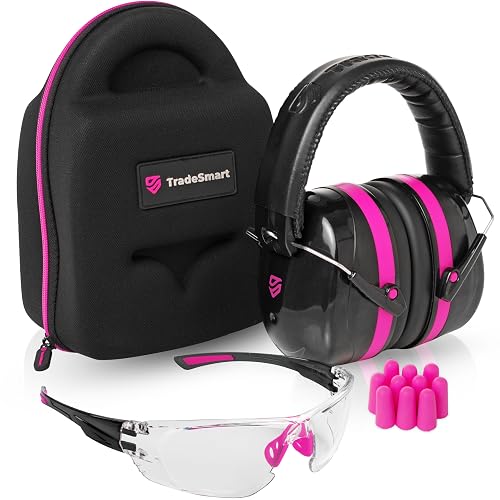 TradeSmart Shooting Ear & Eye Protection Kit, Combined NRR 38 | The hard clip-on case stores it all. You get anti-fog UV400 safety glasses, foam earplugs and foldable padded earmuffs.