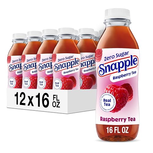 Snapple Zero Sugar Raspberry Tea, 16 Oz Bottles, 12 Count | All Natural, No Artificial Flavors or Sweeteners, Black and Green Tea Blend, Gluten-Free, Sweet Tart Raspberry, Pack of 12