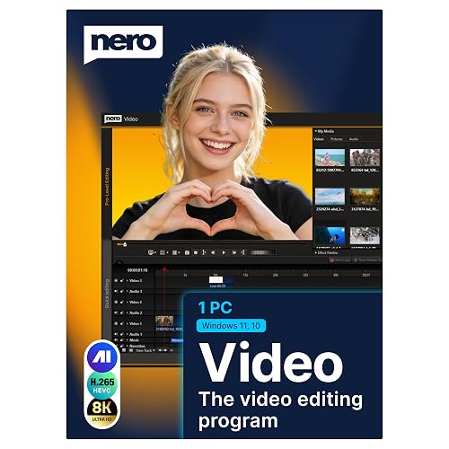 Nero Video 2026 | Video Editing Software for Windows | Movie Maker with 1000+ Effects, Motion Tracking, Multi-Track Editing, 4K & 8K Support, DVD & Blu-ray Authoring | Lifetime License | Win 11/10