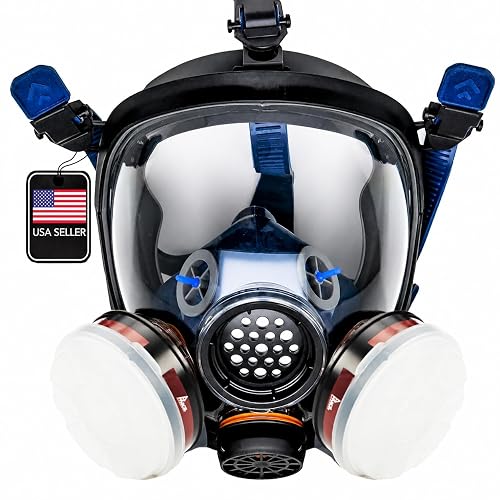 Parcil Distribution Full Face Respirator Mask - Air Purifying, Organic Vapor & Particulate - Industrial Use - CE Tested