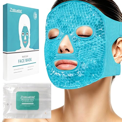 ZNÖCUETÖD Cold Face Ice Mask Facial Ice Pack Cooling Mask with Storage Bag | Cold Compress for Face SPA Gift Dark Circles Facial Puff, Headaches, Skin Care, Post Laser Cosmetic Care, Reversible
