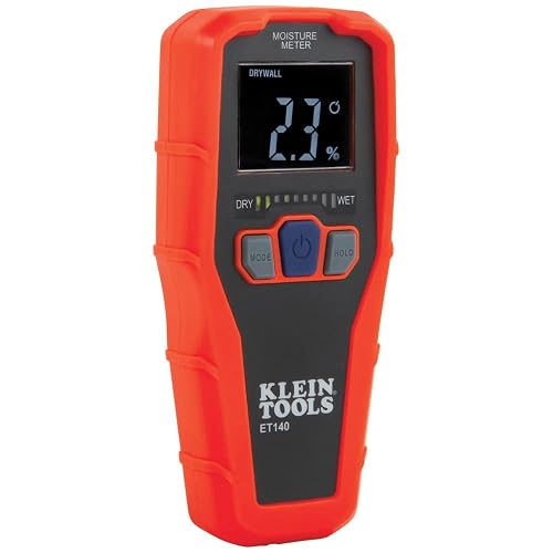 Klein Tools ET140 Pinless Moisture Meter, Detects up to 3/4-Inch Deep | For Non-Destructive Moisture Detection in Drywall, Wood, and Masonry