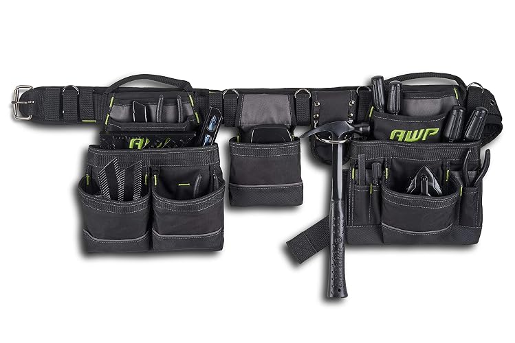 AWP Tool Belt Tool Rig, Durable Premium Utility Belt Organizer for Men & Women, Utility Work, Electrician, Mechanic