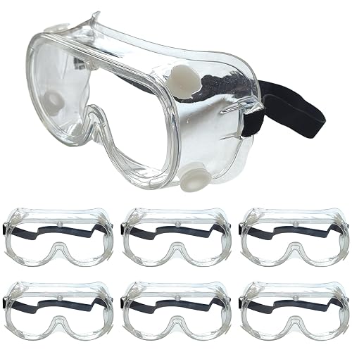 AmaStep Safety Goggles 6 Pack - Anti-Fog Protective Safety Glasses - Clear Lens Adjustable Soft Lightweight Protection Eyewear