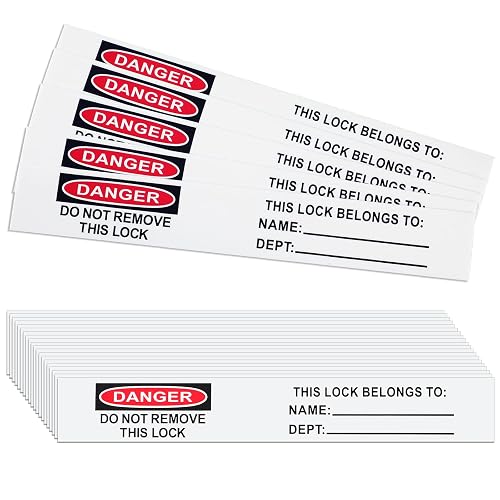 Fuyoooo 100 Pack Lockout Tags Danger PS Vinyl Stick Label, 3⁄4 x 5 Inch | Do Not Remove Padlock Lockout Sticker, LOTO Tag for Safety Identification, Industrial Equipment Repair