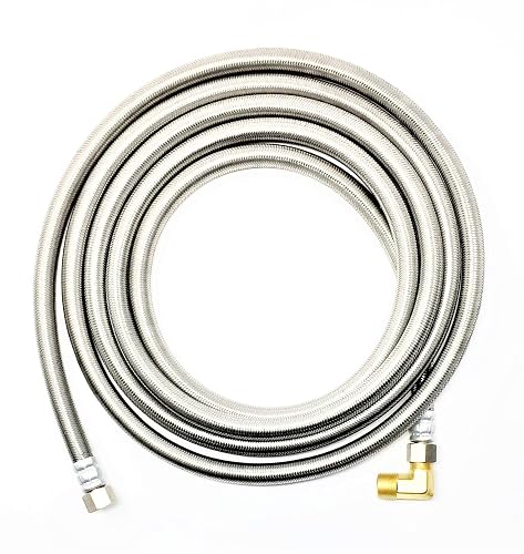 Shark Premium 10 FT Stainless Steel Dishwasher Hose - Burst Proof Water Supply Line 3/8" MIP Elbow - 10 Year Warranty