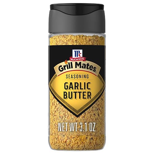 McCormick® Grill Mates® Garlic Butter Seasoning, 3.1 oz | Grill seasoning for chicken, steak meat, salmon, seafood, veggies, meat seasonings for grilling, garlic butter flavor