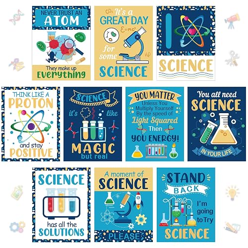 Zonon 10 Pcs Science Classroom Decor Science Bulletin Board, Motivational | Science Posters,Scientist Bulletin Board Set,Science Lab Cutout,Back to School Supplies,for Elementary Middle School Office