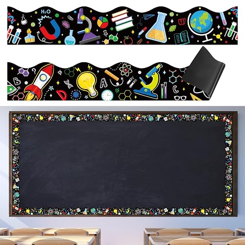 Capoda 24Pcs Magnetic Science Bulletin Board Border Science Classroom Decor | 11.8 x 2 Inch Scientific Lab Borders Black Magnet Decor Trim for Back to School Classroom Scientist Supplies Decoration