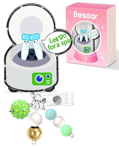 Besoar Nurse Badge Reel Retractable - Cute Lab Science Badge Reel Nursing, Beadable Badge Holder with Alligator Clip, Office Medical Worker Pediatric Student Nurse ID Badge Clip Accessories Gifts