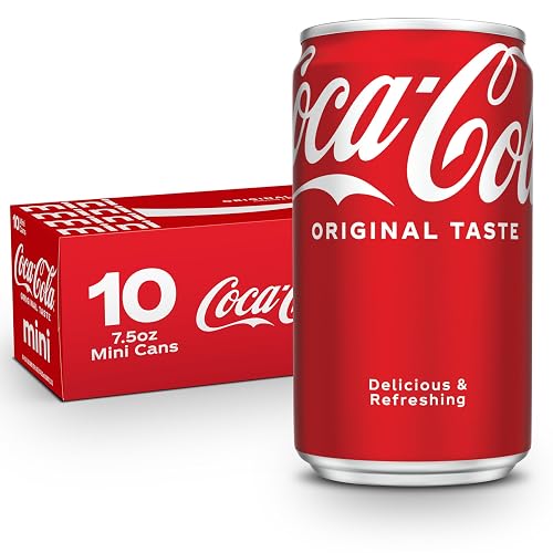 Coca-Cola Soda Soft Drink Fridge Pack Mini Cans, 7.5 fl oz, 10 Pack | A caffeinated fizzy drink that fits any occasion