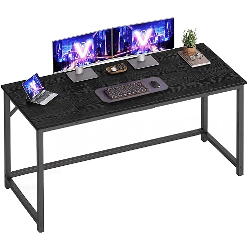 VASAGLE Computer Desk, Steel Frame Gaming Desk for Home Office, 55.1 Inch | Office Desk, Gaming Table For Study, Work, Gaming, Writing, Bedroom, Living Room, Black ULWD214B101
