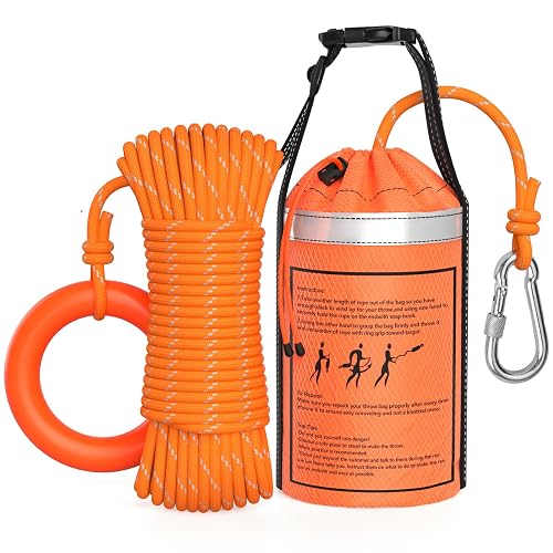 NTR Water Rescue Throw Bag with 50/70/98 Feet of Rope in 3/10 Inch Tensile Strength Rated to 1844lbs, Throwable Device for Kayaking and Rafting, Safety Equipment for Raft and Boat