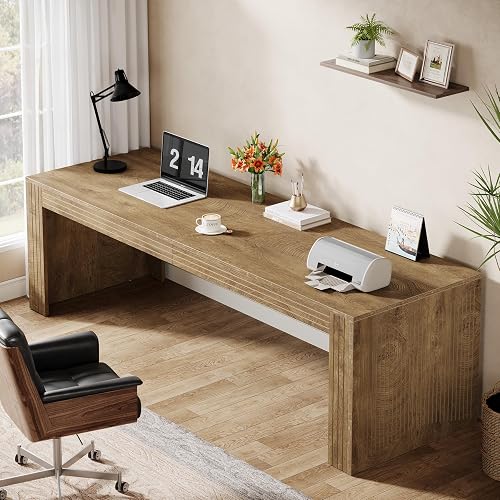 Tribesigns 79" Extra Long Desk, Two Person Double Desk for Home Office, Oak | Wooden Computer Desk for 2 People, Long Office Desk for 2, Engineered Wood, Writing Table for Office, Easy Assembly