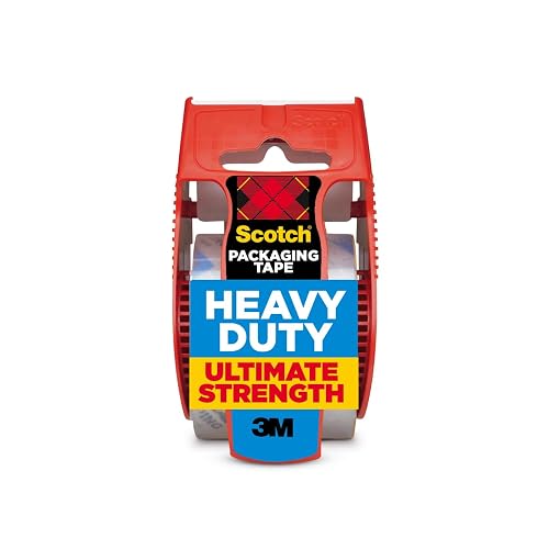 Scotch Heavy Duty Packing Tape, 1.88 in x 27.7 yd, 1 Roll | Clear Packing Tape, Guaranteed to Stay Sealed*, Heavy Duty Tape for Boxes, Shipping, Moving, and Storage