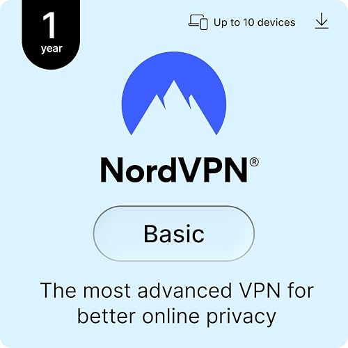 NordVPN Basic, 1 Year, 10 Devices, Most Advanced VPN, Digital Code