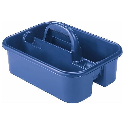 Akro-Mils 09185 Plastic Tote Tool & Supply Cleaning Caddy with Handle, (18-3/8-Inch x 13-7/8-Inch x 9-Inch), Blue (09185BLUE)