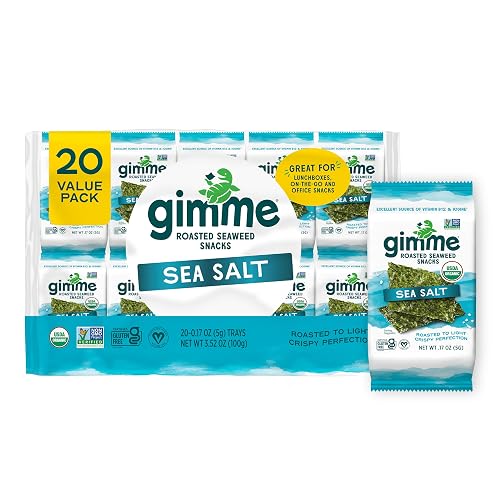 Gimme Seaweed Organic Roasted Seaweed Snack, Sea Salt, .17oz, 20 Count