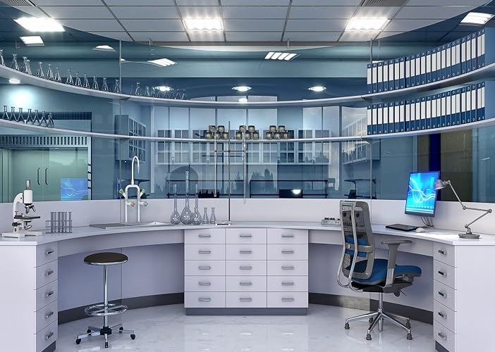 Loccor 7x5ft Fabric Science Backdrop Laboratory Room Background Lab Equipment Photography Backdrops Birthday Party Decorations Laboratory Theme Party Banner Photo Booth Studio Props